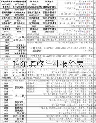 哈尔滨旅行社报价表