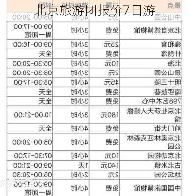 北京旅游团报价7日游