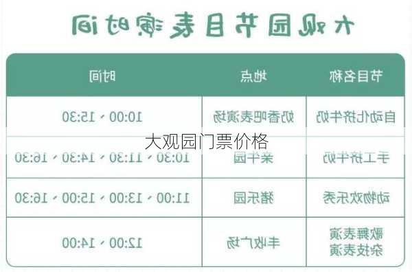 大观园门票价格