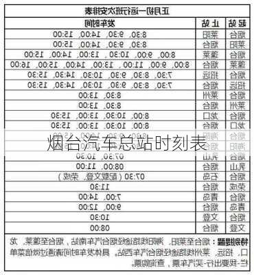 烟台汽车总站时刻表