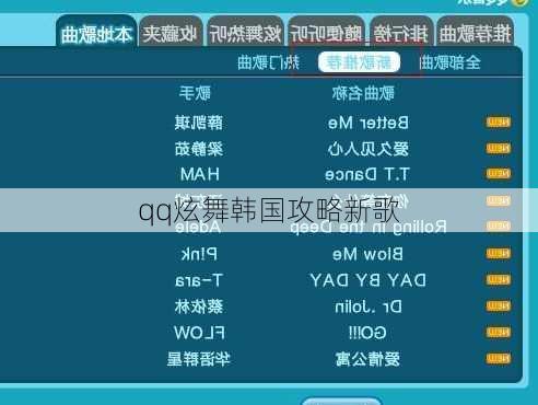 qq炫舞韩国攻略新歌