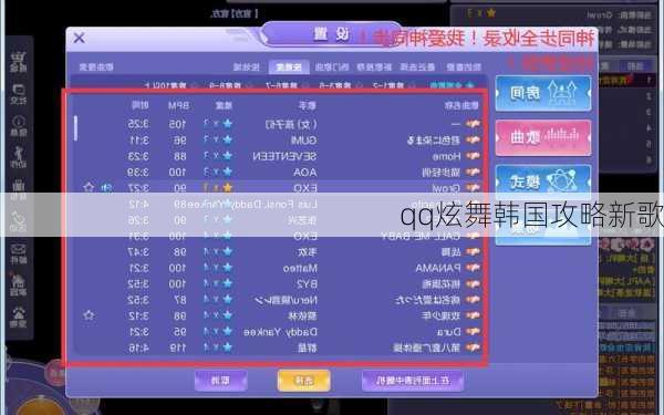qq炫舞韩国攻略新歌