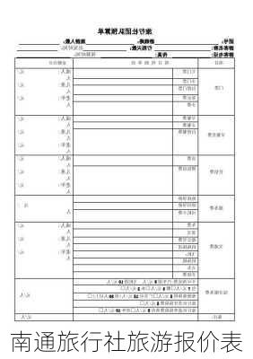 南通旅行社旅游报价表