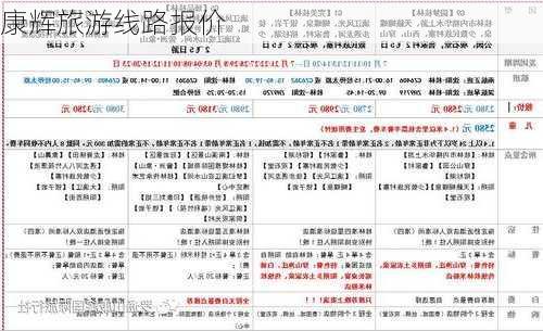 康辉旅游线路报价