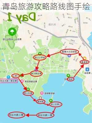 青岛旅游攻略路线图手绘